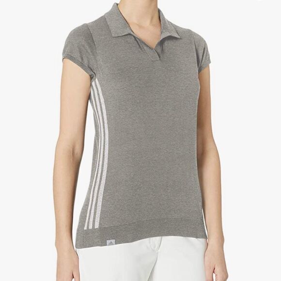-Adidas Sweater Knit Polo Shirt Top NWT L - Picture 1 of 12